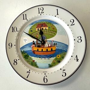 Villeroy & Boch White Clock with Colorful Boat Scene